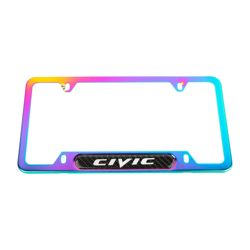 Brand New Universal 1PCS CIVIC Neo Chrome Metal License Plate Frame