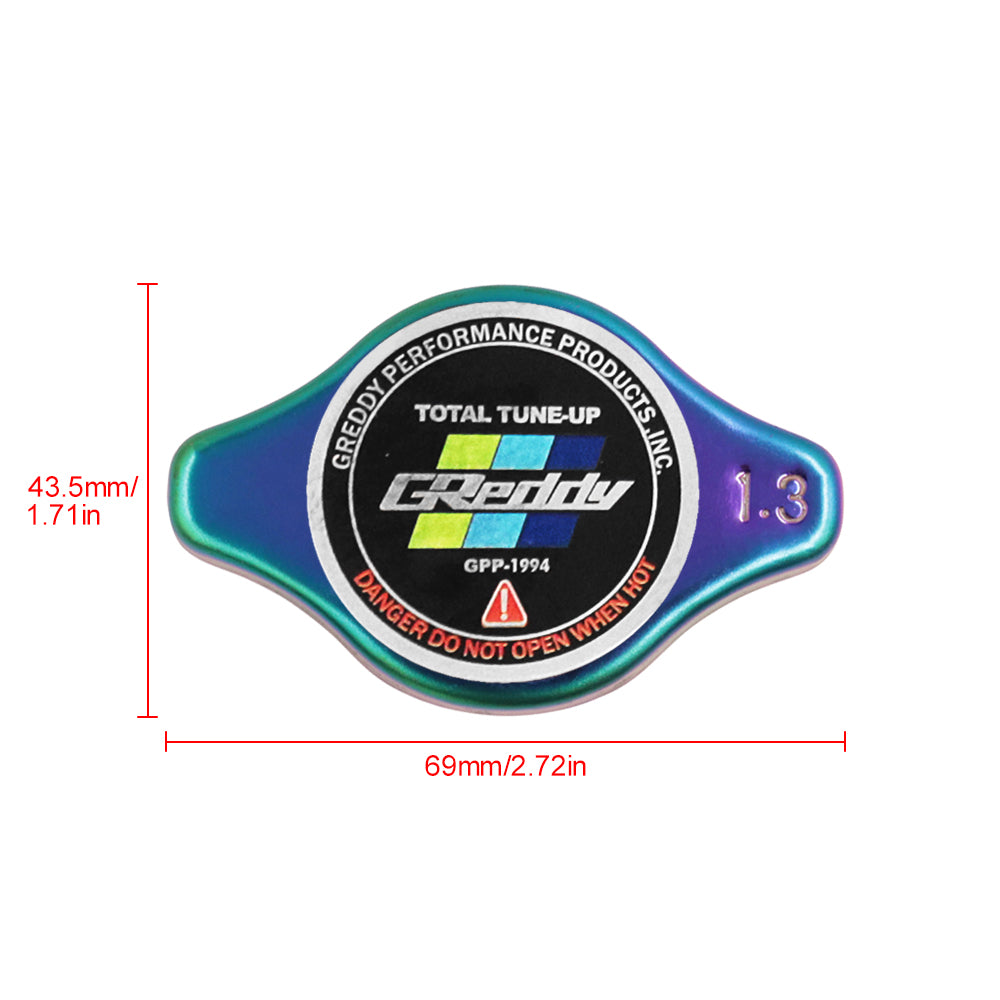 Brand New JDM 1.3bar 9mm Greddy Racing Neo Chrome Racing Cap High Pressure Radiator Cap For Universal