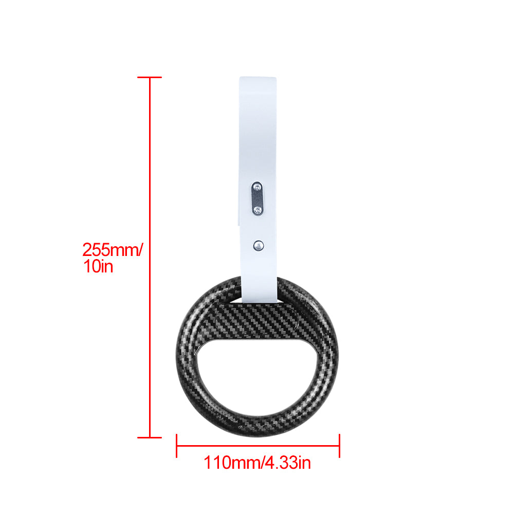 Brand New Universal Carbon Fiber Round White Strap JDM TSURIKAWA Ring Subway Train Bus Handle Strap Charm Drift