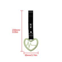 Load image into Gallery viewer, Brand New Heartbeats Glow In Dark Green JDM TSURIKAWA Ring Subway Train Bus Handle Black Strap Charm Drift