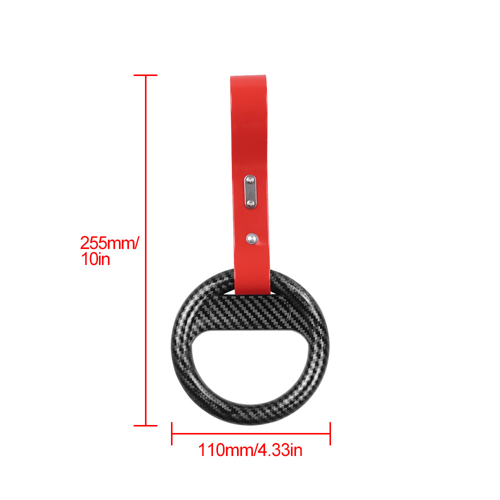 Brand New Universal Carbon Fiber Round Red Strap JDM TSURIKAWA Ring Subway Train Bus Handle Strap Charm Drift