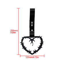 Load image into Gallery viewer, Brand New Barbed Wire Heart Black JDM TSURIKAWA Ring Subway Train Bus Handle Black Strap Charm Drift