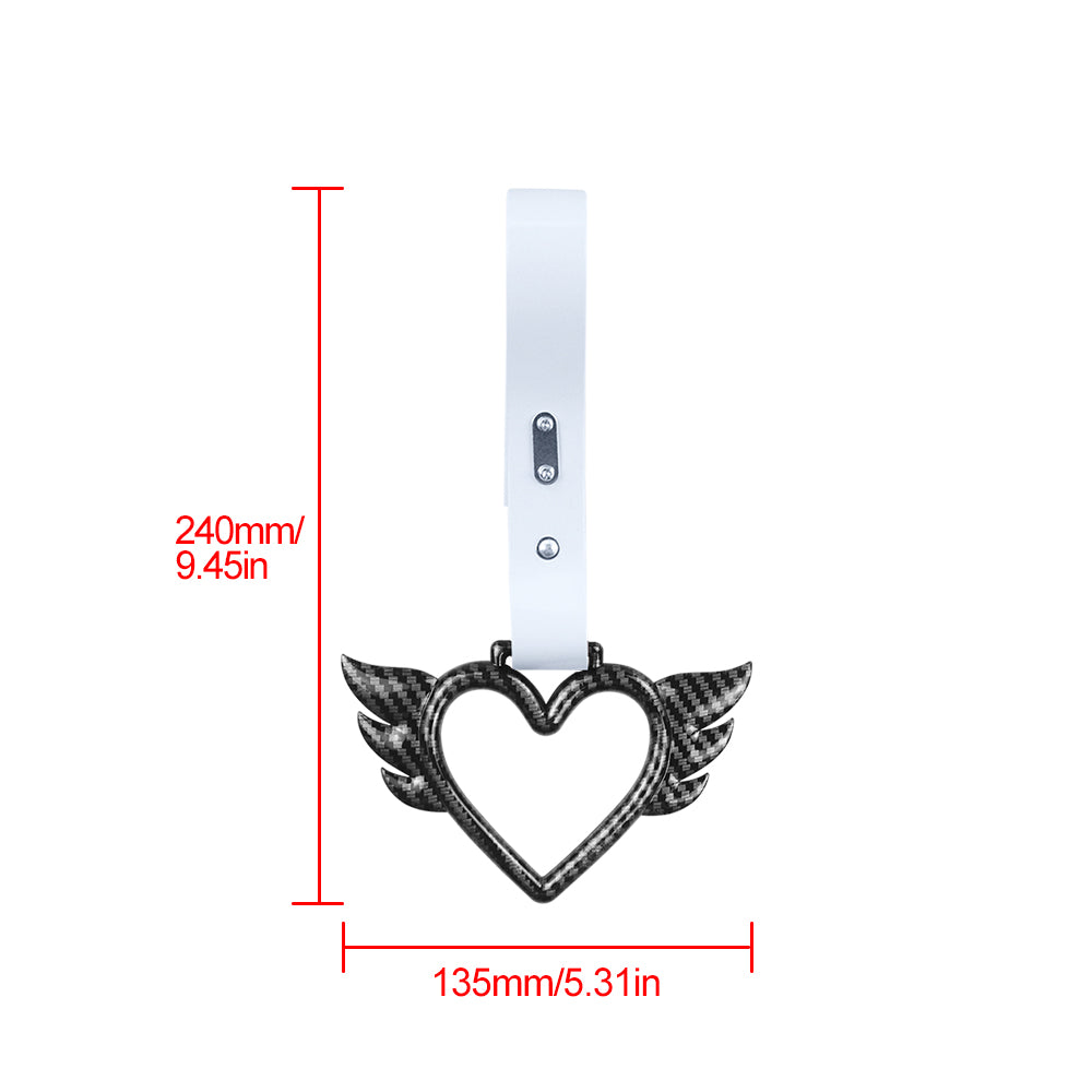 Brand New Angel Wing Heart Carbon Fiber JDM TSURIKAWA Ring Subway Train Bus Handle White Strap Charm Drift