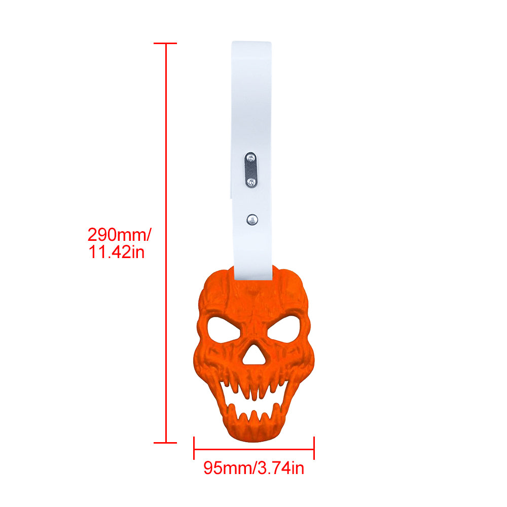 Brand New Skull Head Orange JDM TSURIKAWA Ring Subway Train Bus Handle White Strap Charm Drift