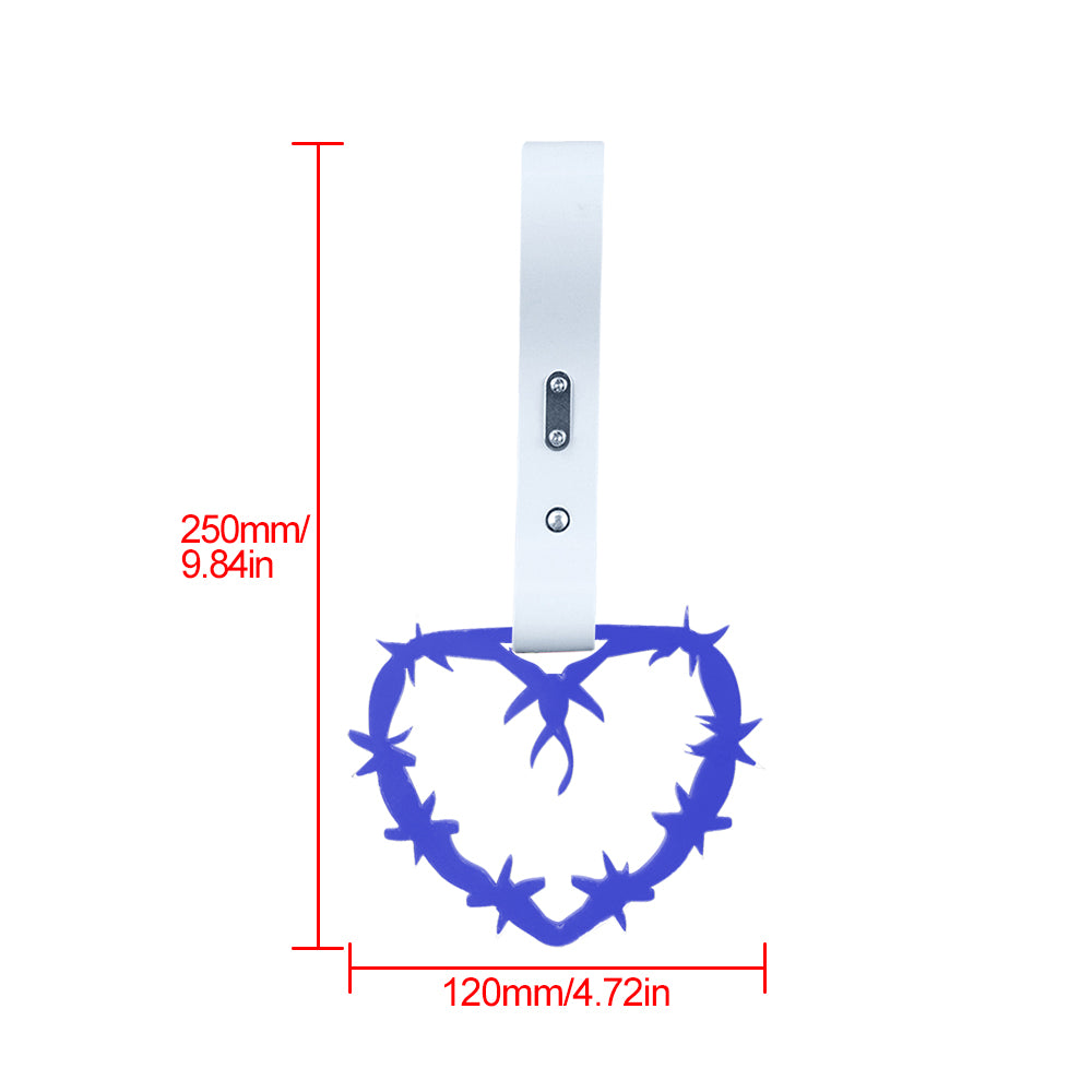 Brand New Barbed Wire Heart Blue JDM TSURIKAWA Ring Subway Train Bus Handle White Strap Charm Drift