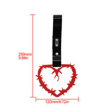 Load image into Gallery viewer, Brand New Barbed Wire Heart Red JDM TSURIKAWA Ring Subway Train Bus Handle Black Strap Charm Drift