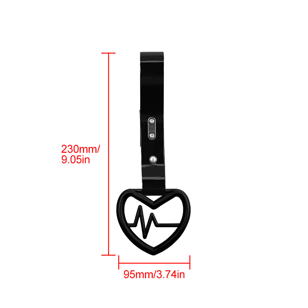 Brand New Heartbeats Black JDM TSURIKAWA Ring Subway Train Bus Handle Black Strap Charm Drift