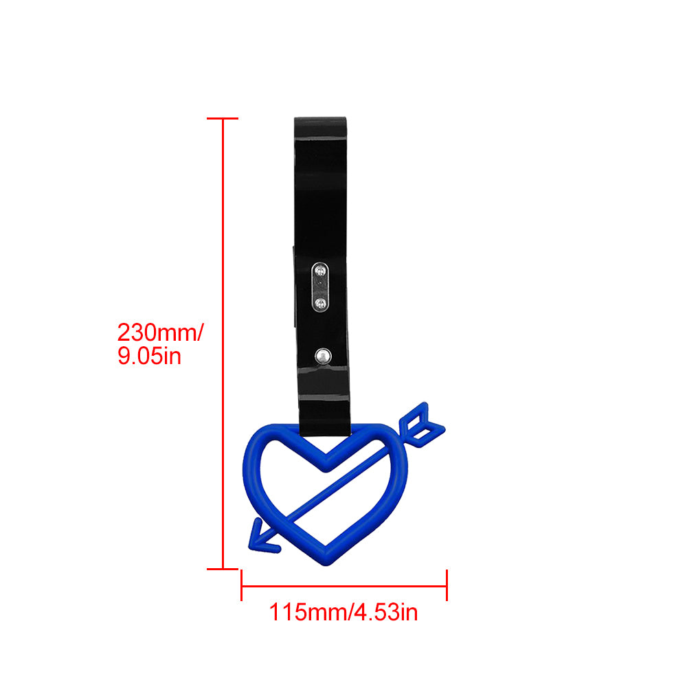 Brand New Arrow Heart Love Blue JDM TSURIKAWA Ring Subway Train Bus Handle Black Strap Charm Drift