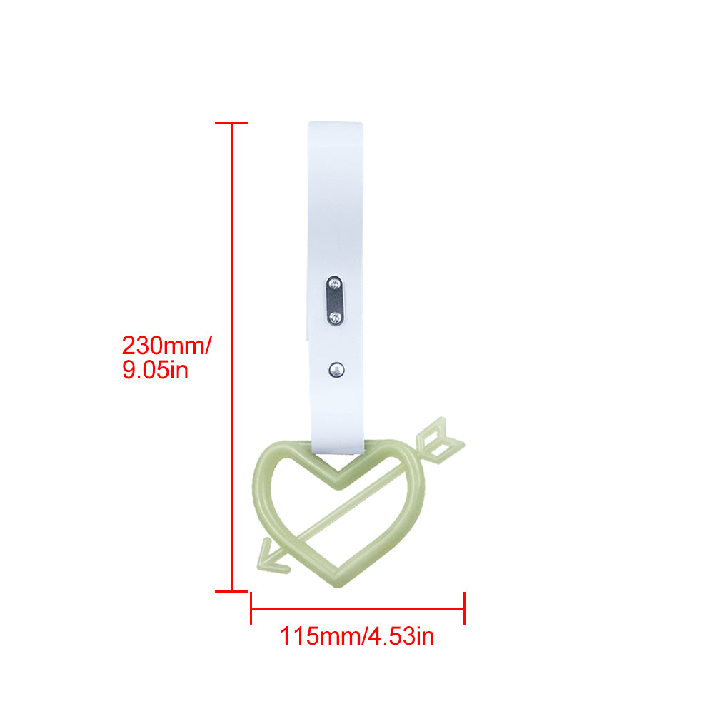 Brand New Arrow Heart Love Glow in Dark Green JDM TSURIKAWA Ring Subway Train Bus Handle White Strap Charm Drift