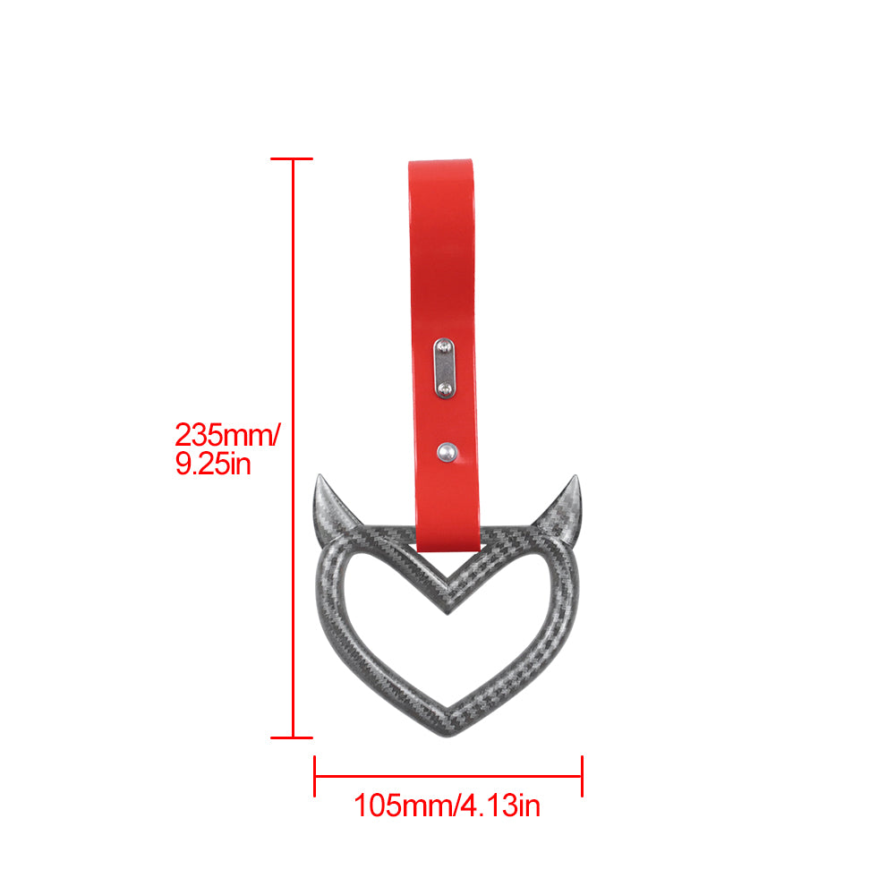 Brand New Devil Demon Heart Carbon Fiber JDM TSURIKAWA Ring Subway Train Bus Handle Strap Charm Drift