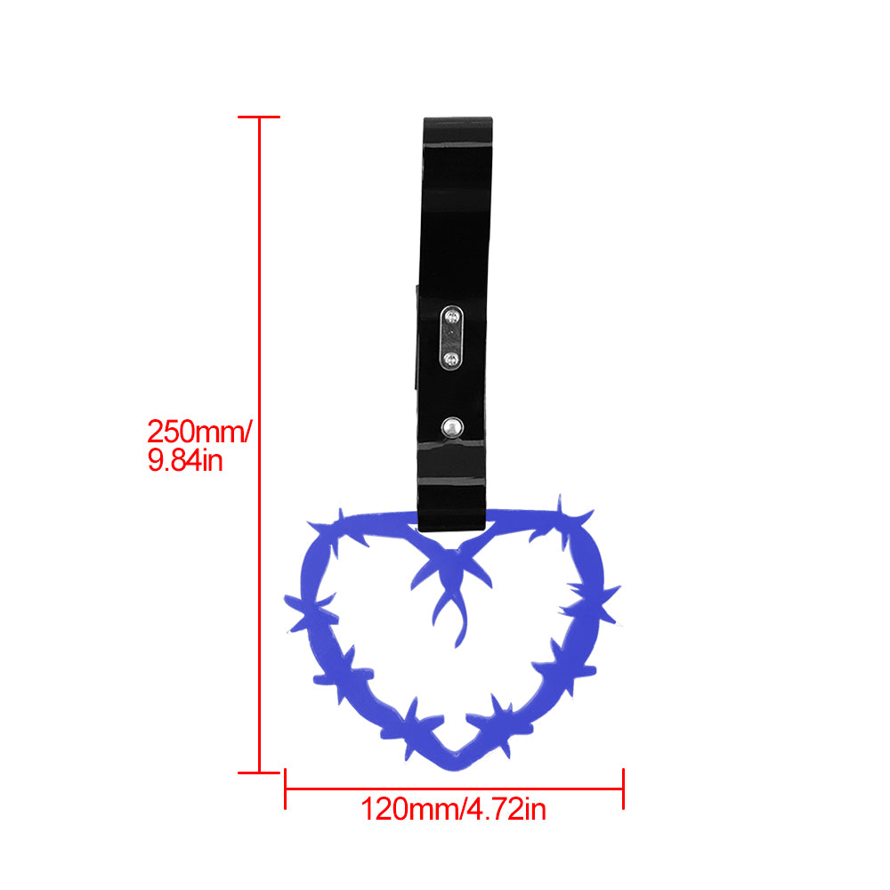 Brand New Barbed Wire Heart Blue JDM TSURIKAWA Ring Subway Train Bus Handle Black Strap Charm Drift