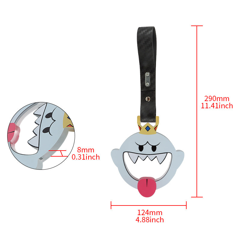 Brand New Anime KING BOO JDM TSURIKAWA Ring Subway Train Bus Handle Carbon Fiber Strap Charm Drift