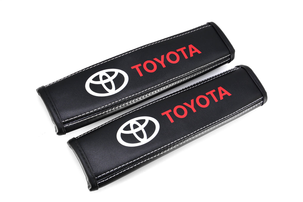 Brand New Universal 2PCS TOYOTA Black Leather Auto Car Seat Belt Covers Shoulder Pads Cushion