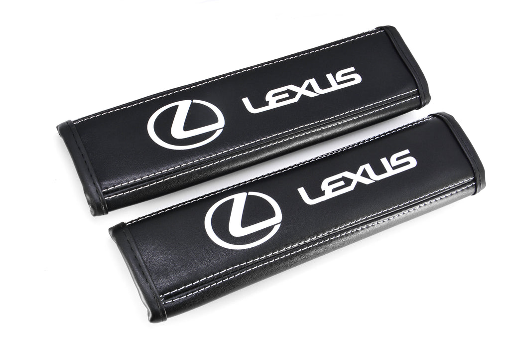 Brand New Universal 2PCS LEXUS Black Leather Auto Car Seat Belt Covers Shoulder Pads Cushion