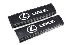 Load image into Gallery viewer, Brand New Universal 2PCS LEXUS Black Leather Auto Car Seat Belt Covers Shoulder Pads Cushion