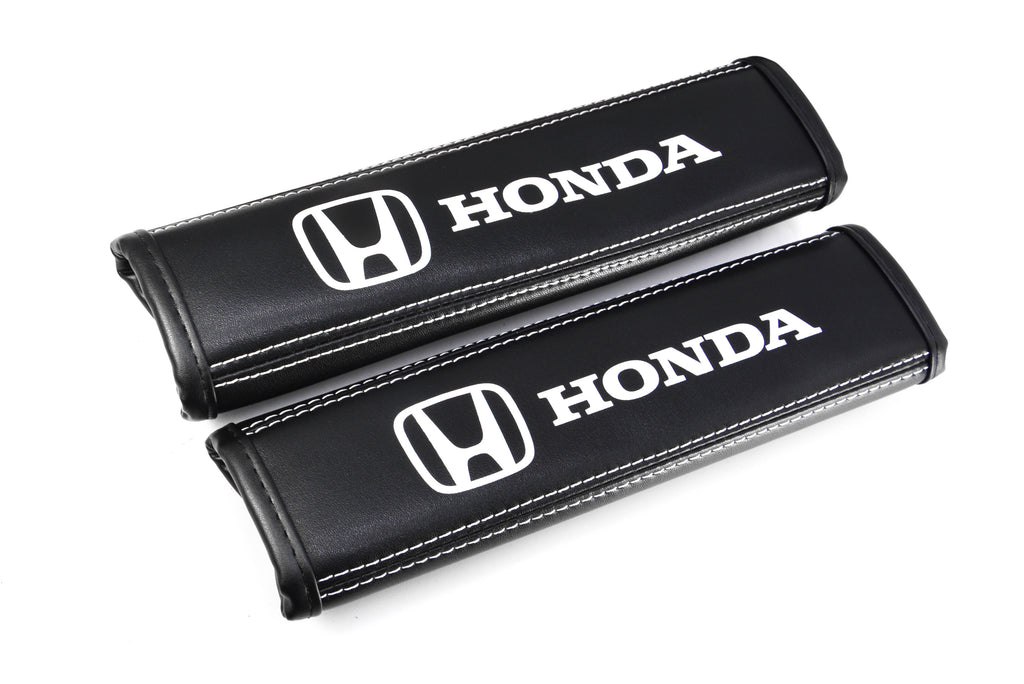 Brand New Universal 2PCS HONDA Black Leather Auto Car Seat Belt Covers Shoulder Pads Cushion