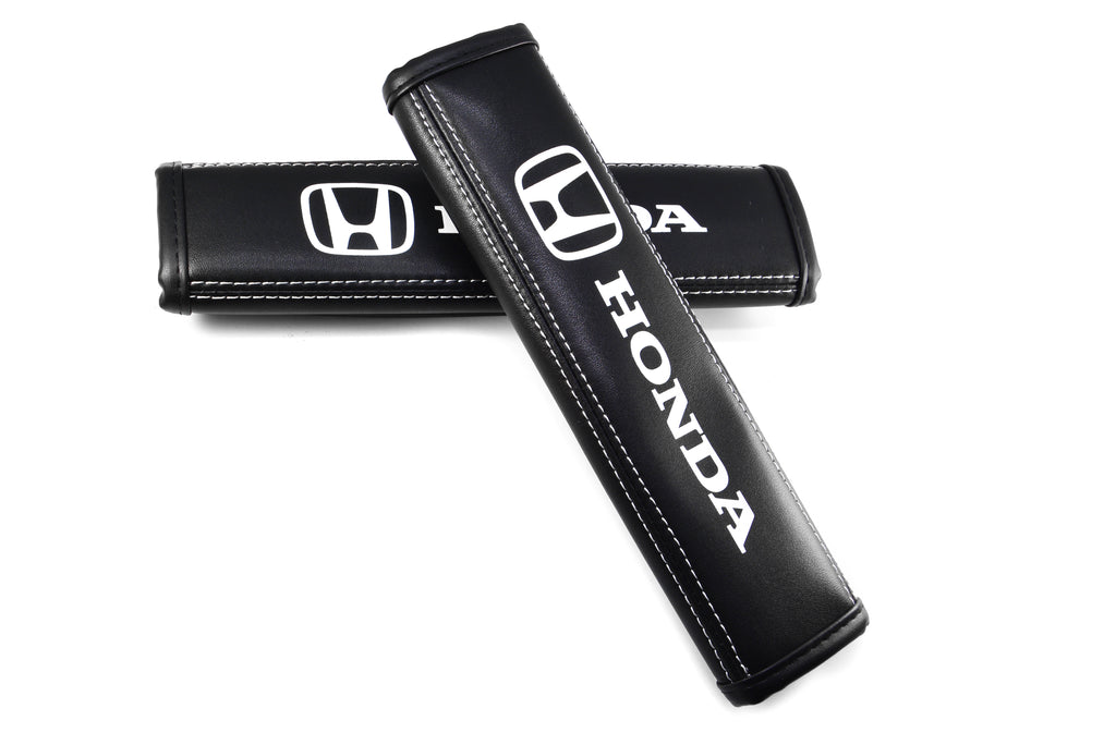 Brand New Universal 2PCS HONDA Black Leather Auto Car Seat Belt Covers Shoulder Pads Cushion