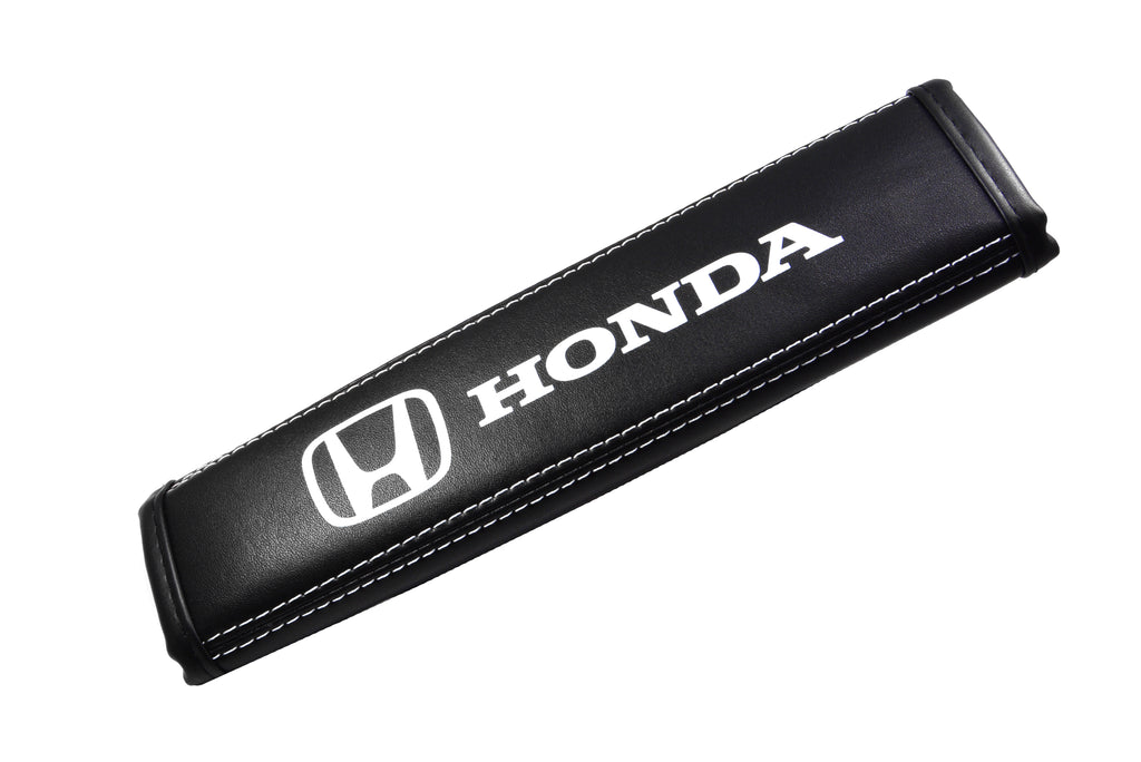 Brand New Universal 2PCS HONDA Black Leather Auto Car Seat Belt Covers Shoulder Pads Cushion