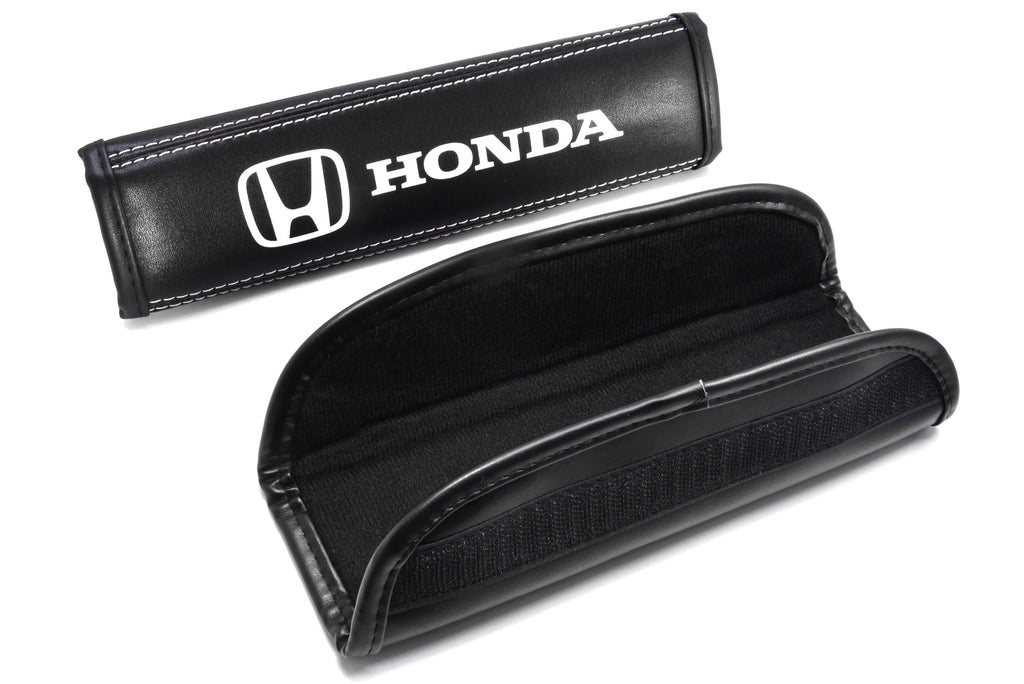 Brand New Universal 2PCS HONDA Black Leather Auto Car Seat Belt Covers Shoulder Pads Cushion