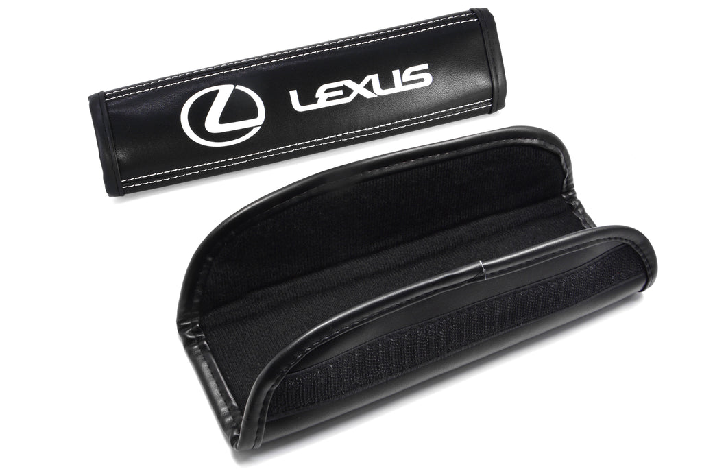 Brand New Universal 2PCS LEXUS Black Leather Auto Car Seat Belt Covers Shoulder Pads Cushion