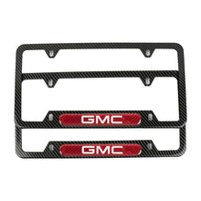 Load image into Gallery viewer, Brand New Universal 2PCS GMC Carbon Fiber Look Metal License Plate Frame