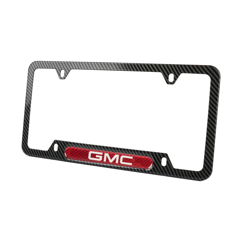 Brand New Universal 2PCS GMC Carbon Fiber Look Metal License Plate Frame