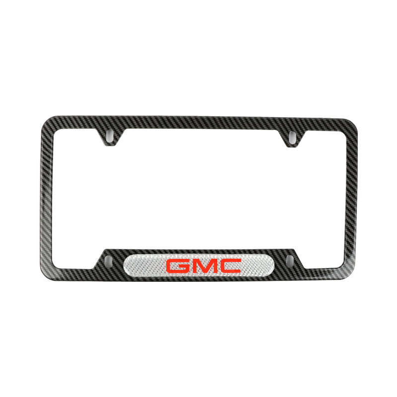 Brand New Universal 2PCS GMC Carbon Fiber Look Metal License Plate Frame