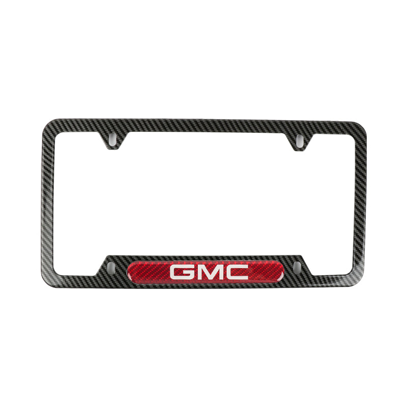 Brand New Universal 2PCS GMC Carbon Fiber Look Metal License Plate Frame