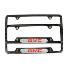 Load image into Gallery viewer, Brand New Universal 2PCS GMC Carbon Fiber Look Metal License Plate Frame