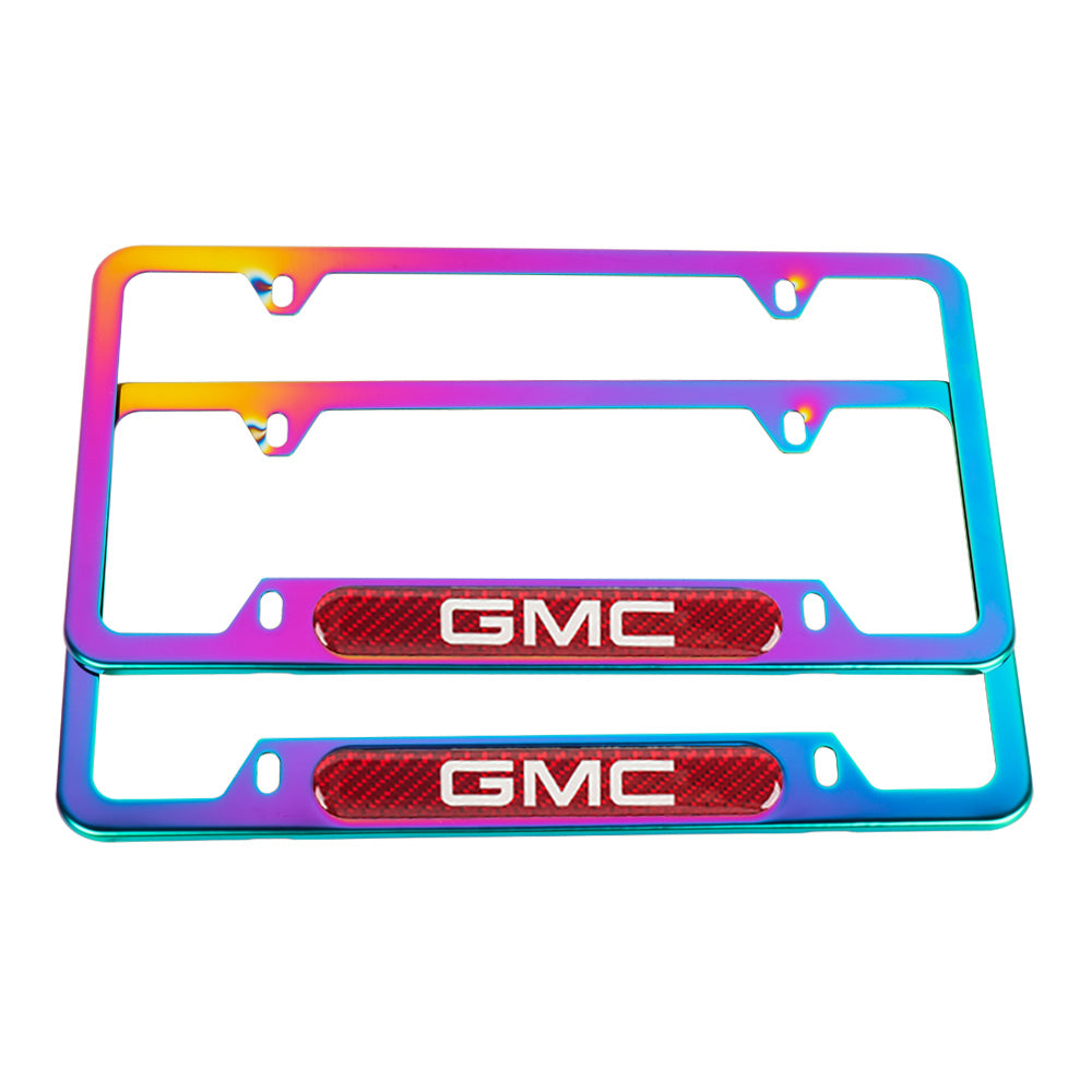 Brand New Universal 2PCS GMC Neo Chrome Metal License Plate Frame