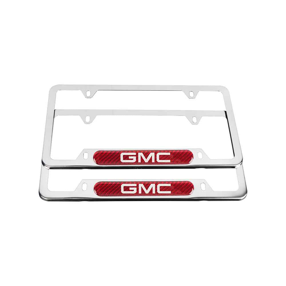 Brand New Universal 2PCS GMC Chrome Metal License Plate Frame