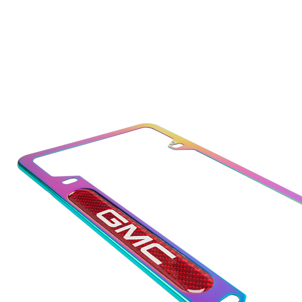 Brand New Universal 2PCS GMC Neo Chrome Metal License Plate Frame