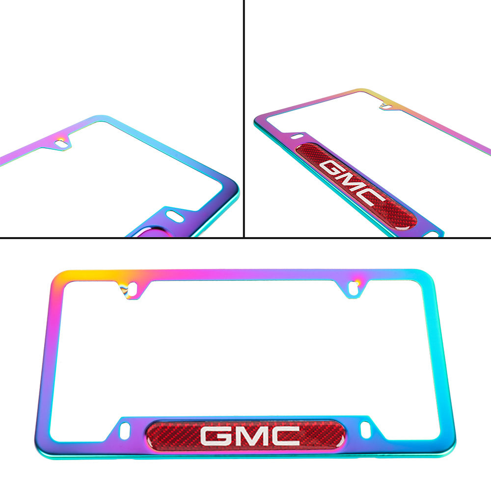 Brand New Universal 1PCS GMC Neo Chrome Metal License Plate Frame