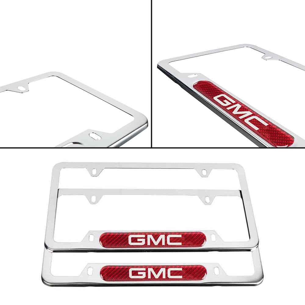 Brand New Universal 2PCS GMC Chrome Metal License Plate Frame