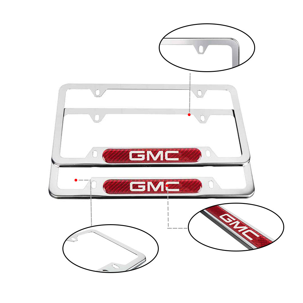 Brand New Universal 2PCS GMC Chrome Metal License Plate Frame