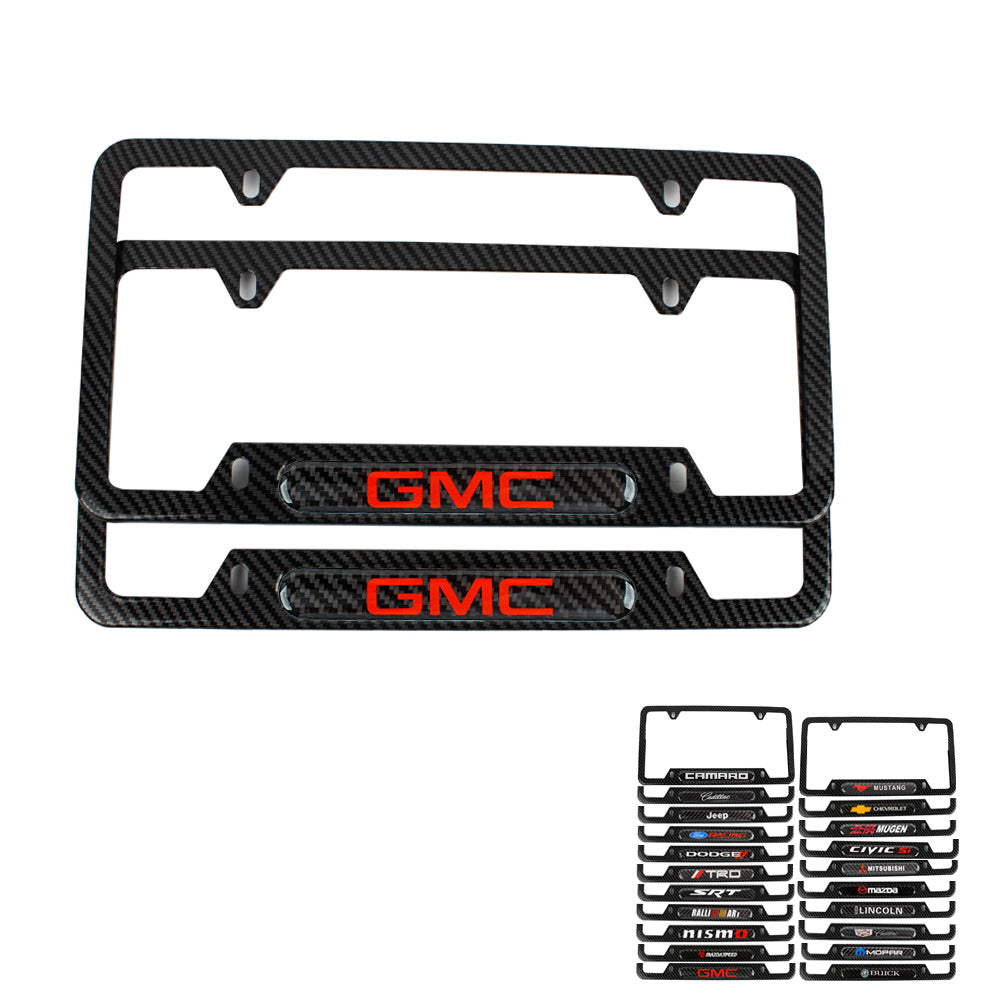 Brand New Universal 1PCS GMC Carbon Fiber Look Metal License Plate Frame