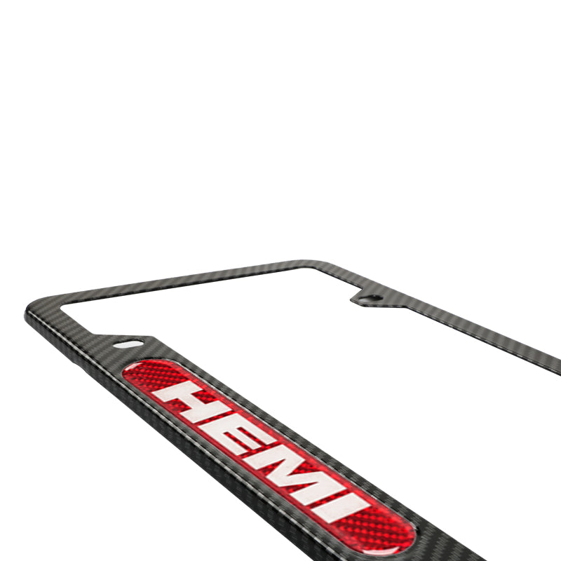 Brand New Universal 1PCS HEMI Carbon Fiber Look Metal License Plate Frame