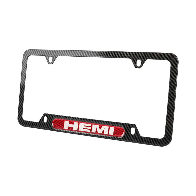 Brand New Universal 1PCS HEMI Carbon Fiber Look Metal License Plate Frame