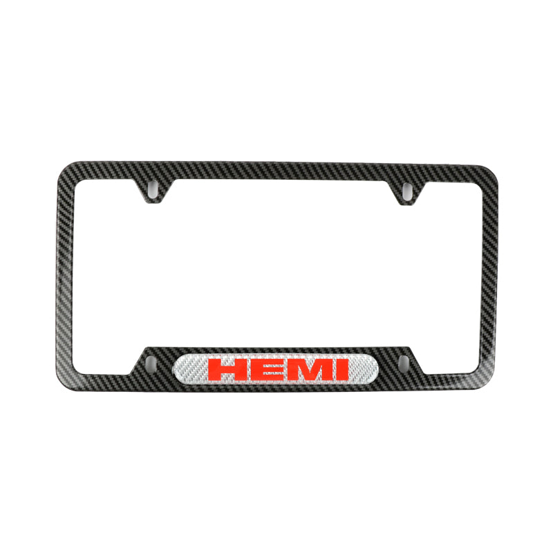 Brand New Universal 1PCS HEMI Carbon Fiber Look Metal License Plate Frame