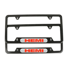 Load image into Gallery viewer, Brand New Universal 2PCS HEMI Carbon Fiber Look Metal License Plate Frame