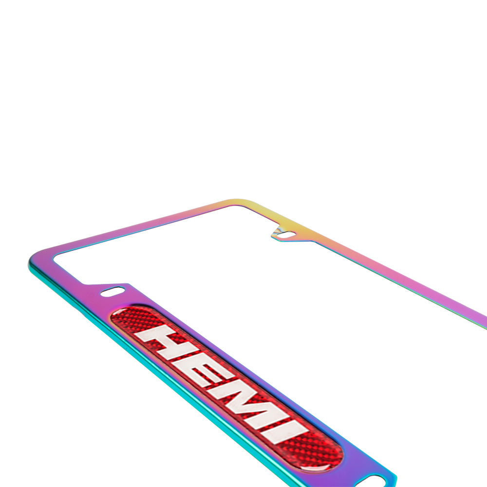 Brand New Universal 1PCS HEMI Neo Chrome Metal License Plate Frame