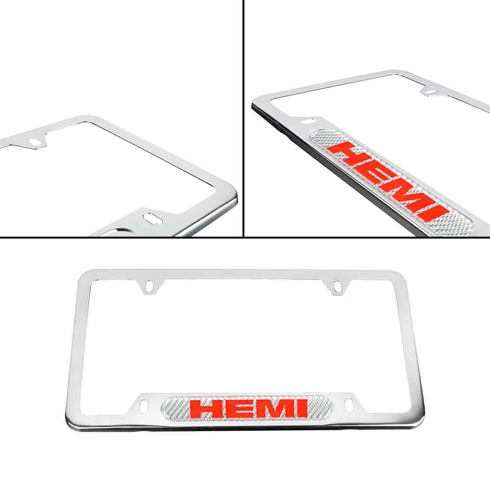 Brand New Universal 1PCS HEMI Chrome Metal License Plate Frame