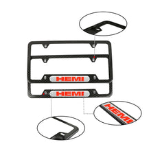 Load image into Gallery viewer, Brand New Universal 2PCS HEMI Carbon Fiber Look Metal License Plate Frame