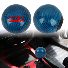 Load image into Gallery viewer, Brand New Universal HKS Car Gear Shift Knob Round Ball Shape Blue Real Carbon Fiber M8 M10 M12