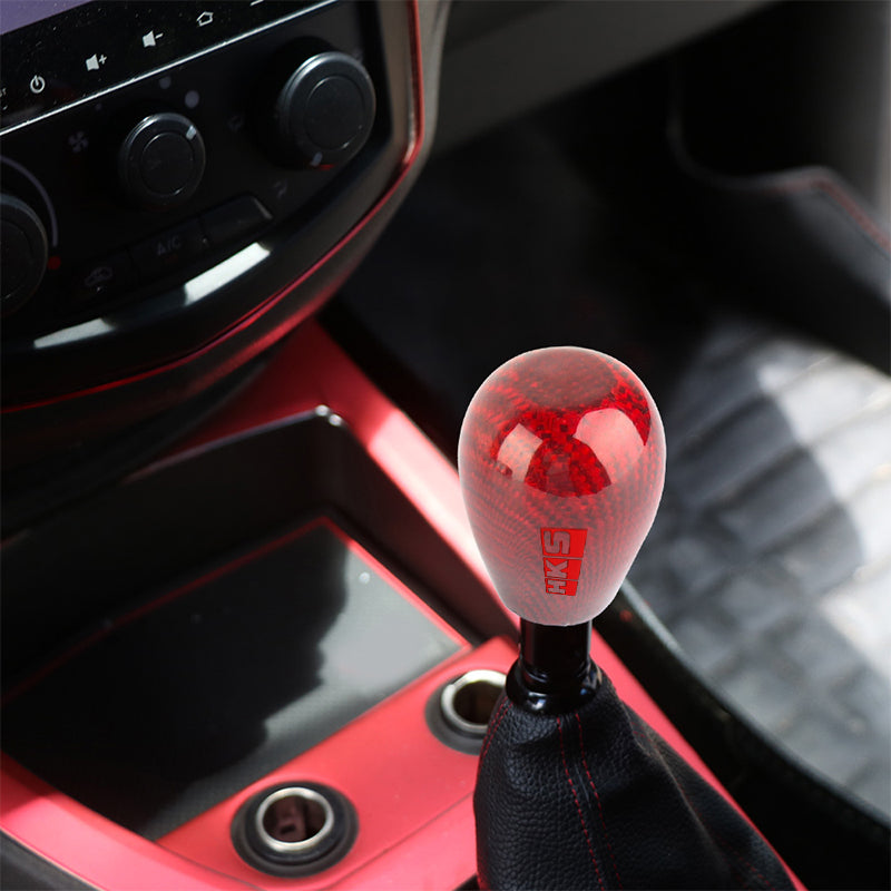 Brand New Universal HKS Red Real Carbon Fiber Manual Gear Stick Shift Knob Shifter M8 M10 M12