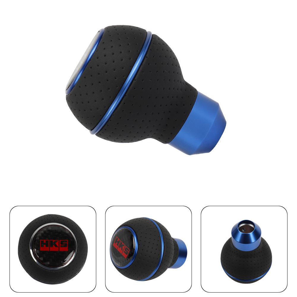 Brand New Universal Leather HKS Blue & Black Ball Manual Car Gear Shift Knob MT Manual Shifter M8 M10 M12