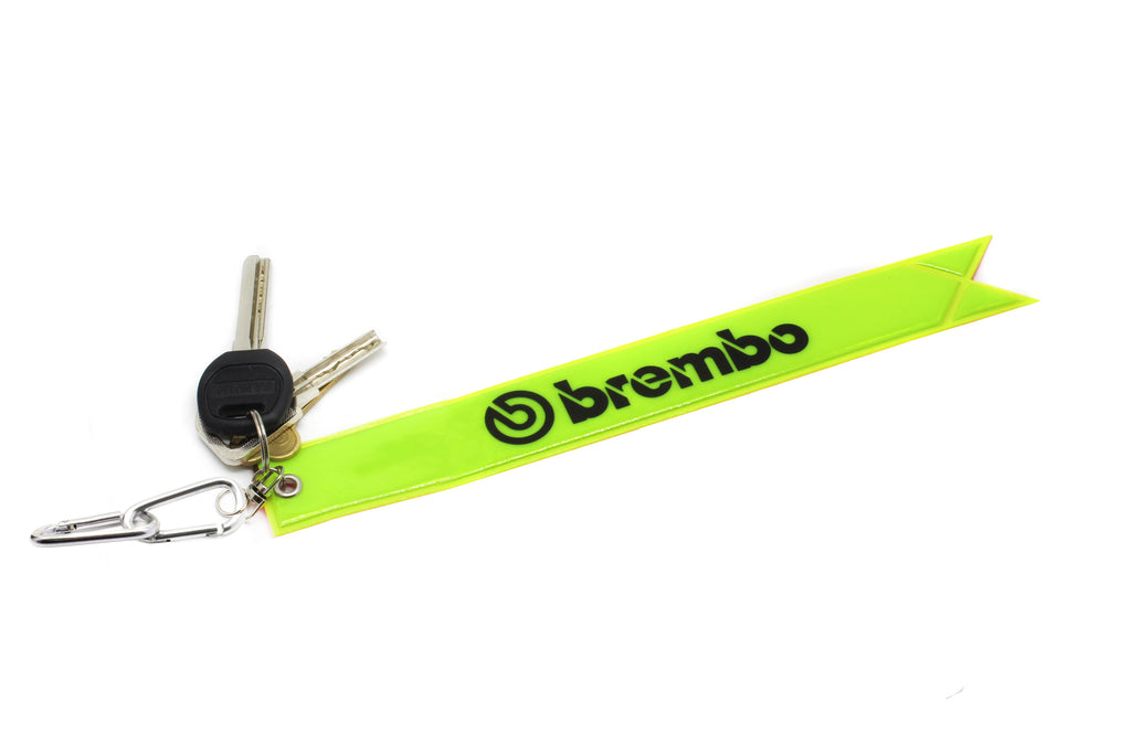 BRAND NEW JDM BREMBO REFLECTIVE STRIP DOUBLE SIDED KEYCHAIN