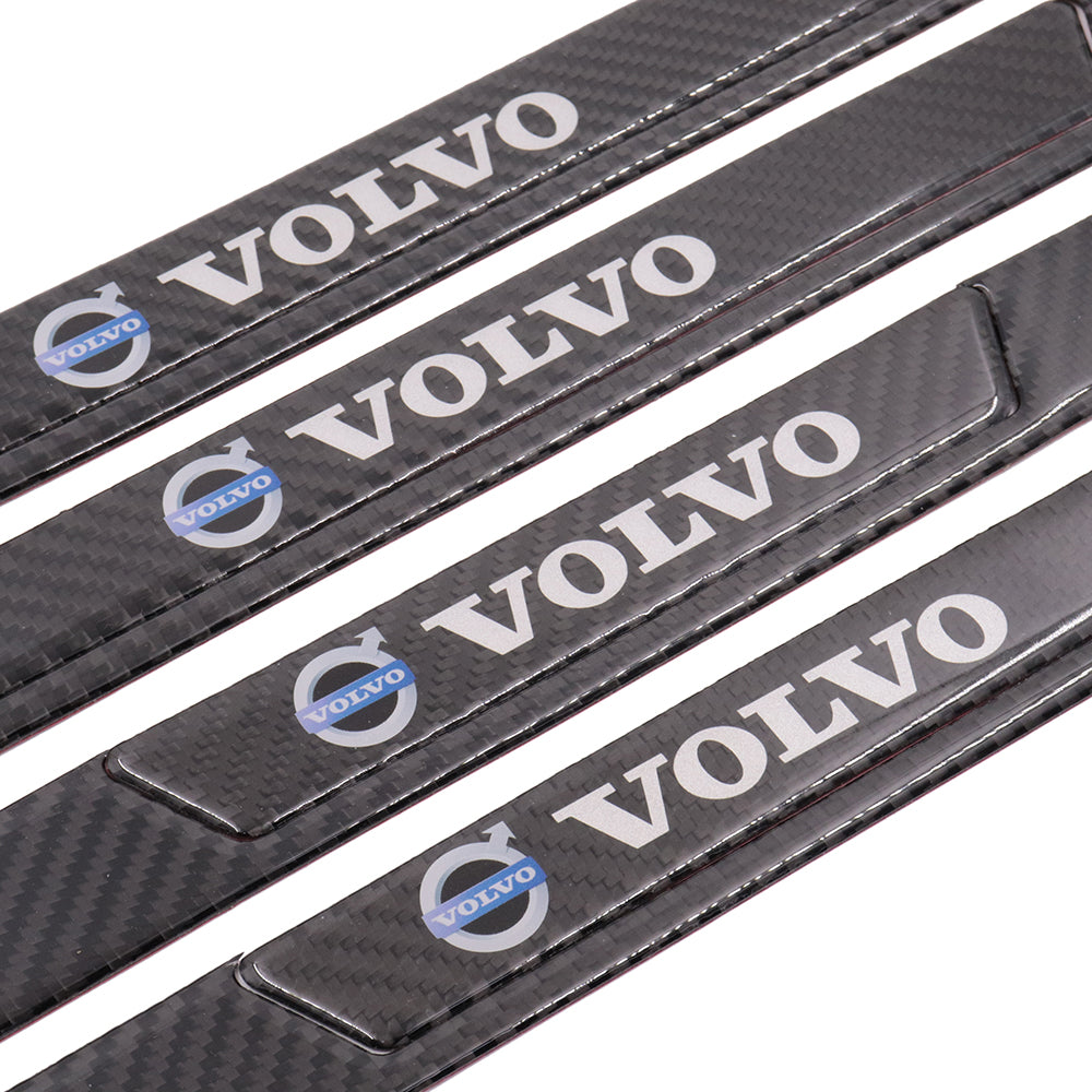 Brand New 4PCS Universal Volvo Real Carbon Fiber Black Car Door Scuff Sill Cover Panel Step Protector