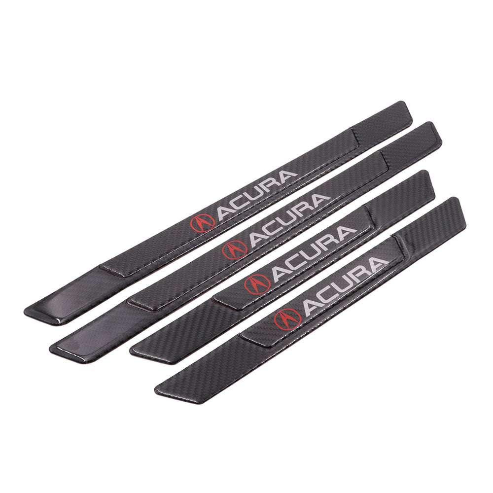 Brand New 4PCS Universal Acura Real Carbon Fiber Black Car Door Scuff Sill Cover Panel Step Protector