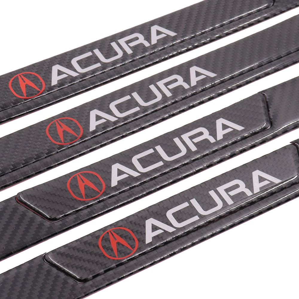 Brand New 4PCS Universal Acura Real Carbon Fiber Black Car Door Scuff Sill Cover Panel Step Protector